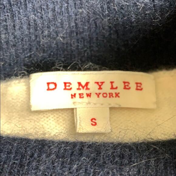 Demylee Jet Ivory Navy Tan Colorblock Sweater Wool Turtleneck Women's Size Small - Picture 6 of 8